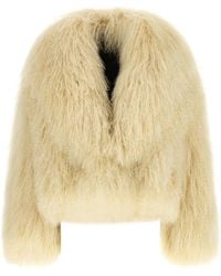 Blancha - Curly Fur Cropped Jacket - Lyst