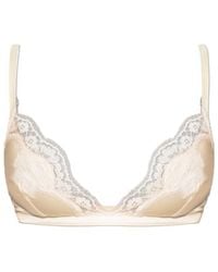Dolce & Gabbana - Lace-Appliqué Silk-Blend Triangle Bra - Lyst