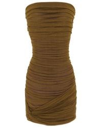 Saint Laurent - Ruched Strapless Dress - Lyst