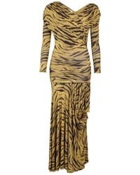 Ganni - Printed Jersey Long Maxi Dress - Lyst