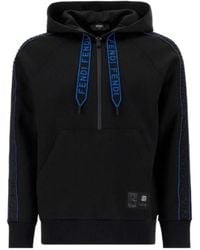 Fendi - Logo-Tape Zip-Fastening Hoodie - Lyst