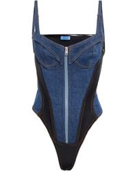 Mugler - Stitch-Together Denim Jumpsuit - Lyst