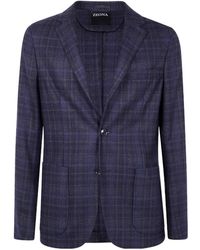 ZEGNA - Checked Wool Blazer - Lyst