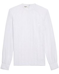 Celine - Embroidered Cotton Muslin Blouse - Lyst