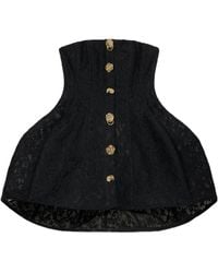 Blumarine - Short Lace And Crinoline Dress With Bejewelled Buttons - Lyst