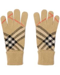 Burberry - Check Jacquard Knitted Gloves - Lyst