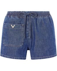 Valentino - Drawstring Denim Shorts - Lyst