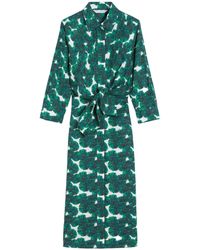 Max Mara Mintea Printed Poplin Chemisier Dress in Metallic