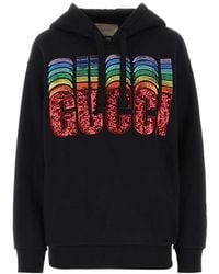 Gucci - Sequin Embellished Logo Drawstring Hoodie - Lyst