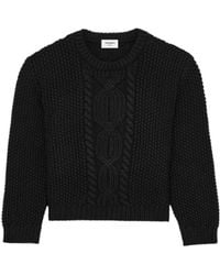 Saint Laurent - Crewneck Cable-Knit Jumper - Lyst