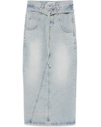 Low Classic - Belted Denim Maxi Skirt - Lyst