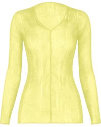 Issey Miyake - Pleated V-Neck Top - Lyst