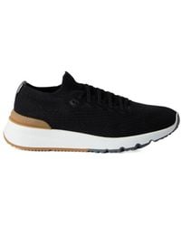 Brunello Cucinelli - Knitted Lace-Up Sneakers - Lyst