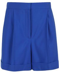 McQueen - High-Waist Rolled Cuffs Tailored Shorts - Lyst