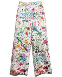 Gucci - Printed Silk Twill Pants - Lyst