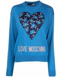 Moschino - Heart Intarsia Rib-Trimmed Jumper - Lyst