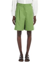 Weekend by Maxmara - Cotton And Linen Flared Bermuda Shorts - Lyst