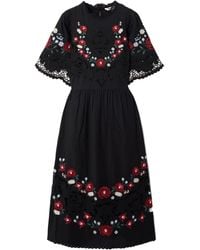 Sea - Rosaline Embroidered Broderie Anglaise Cotton And Linen-Blend Midi Dress - Lyst