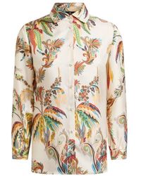 Etro - Silk Twill Shirt With Paisley Foliage Motif - Lyst