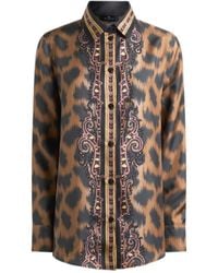 Etro - Silk Twill Shirt With Animal Motif - Lyst