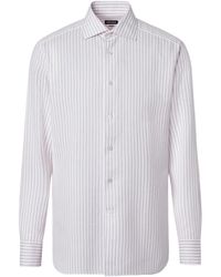 ZEGNA - Dark And Striped Cotton Linen And Silk Shirt - Lyst