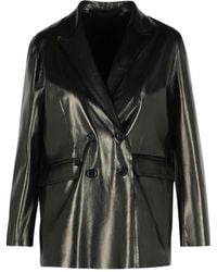 Salvatore Santoro - Double Breasted Leather Blazer - Lyst