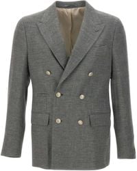 Eleventy - Double-Breasted Peak-Lapel Blazer - Lyst