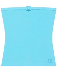 Courreges - Courrèges Buckle Knit Bustier Knitted Top - Lyst