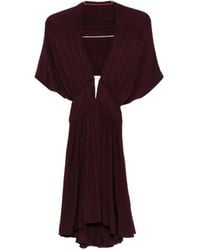 Alaïa - V-Neck Gathered Day Dress - Lyst