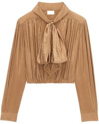 Saint Laurent - Lavallière Drop-Shoulder Blouse - Lyst