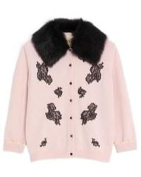 Valentino - Lace Embellished Button-Up Cardigan - Lyst