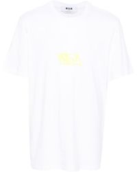 MSGM - Logo-Print Cotton T-Shirt - Lyst