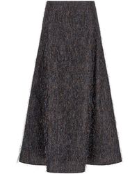 Peserico - Metallic-Yarn Frayed Midi Skirt - Lyst