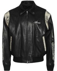 Amiri - Snake-Effect Studded Bones Leather Jacket - Lyst
