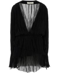 Blumarine - Long-Sleeved V-Neck Dress - Lyst