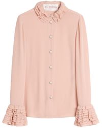 Valentino - Georgette Ruffled Button-Up Shirt - Lyst