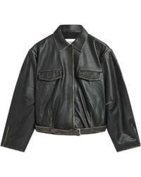St. Agni - Brushed Leather Belted Jacket - Lyst
