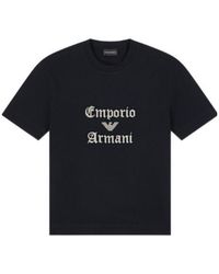 Emporio Armani - Heavy Jersey T-Shirt With Soft Embossed Logo - Lyst