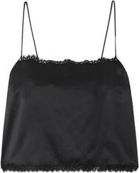 Doen - Loure Lace-Trimmed Silk-Satin Top - Lyst