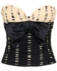 Valentino - Printed Strapless Silk Chiffon Top - Lyst