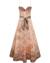 Zimmermann - Floral Belted Midi Dress - Lyst