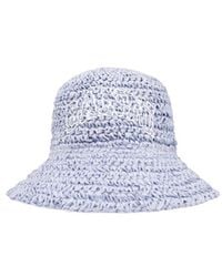 Ganni - Logo-Embroidered Straw Bucket Hat - Lyst