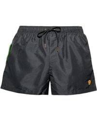Versace - Drawstring Logo-Patch Swim Shorts - Lyst