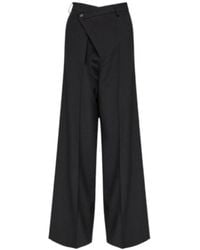 MM6 by Maison Margiela - Off-Centre Wide-Leg Trousers - Lyst