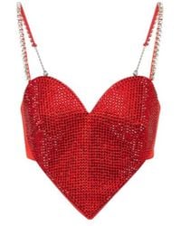 Area - Embellished Wool Crop Top - Lyst