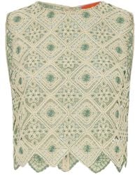 La DoubleJ - Aria Macramé Cropped Blouse - Lyst