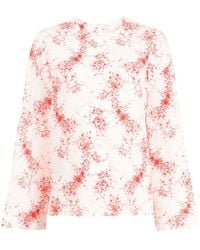 Valentino - Rose-Print Silk Blouse - Lyst