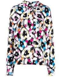 Moschino - Floral Print Long-Sleeved Hooded Casual Jacket - Lyst