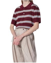 DUNST - Cropped Striped Polo T-Shirt - Lyst