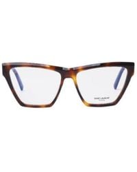 Saint Laurent - Tortoiseshell-Effect Cat Eye-Frame Glasses - Lyst